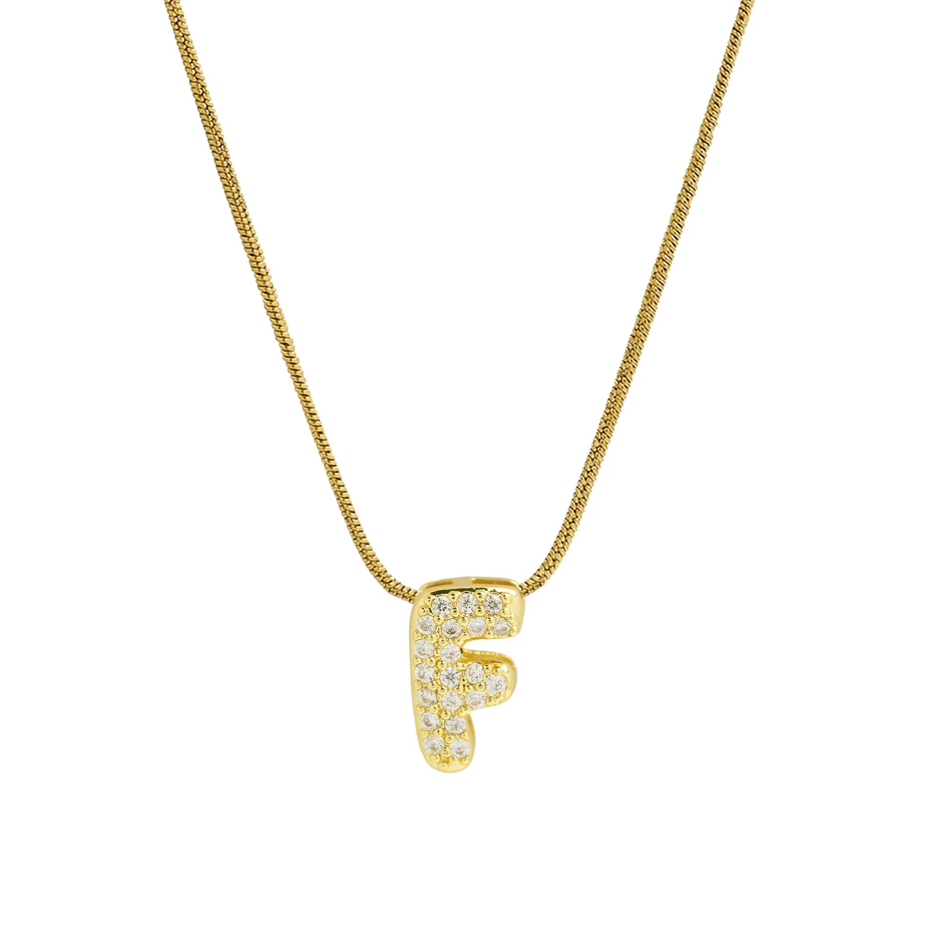 Halsketting met initialenhanger van strass f