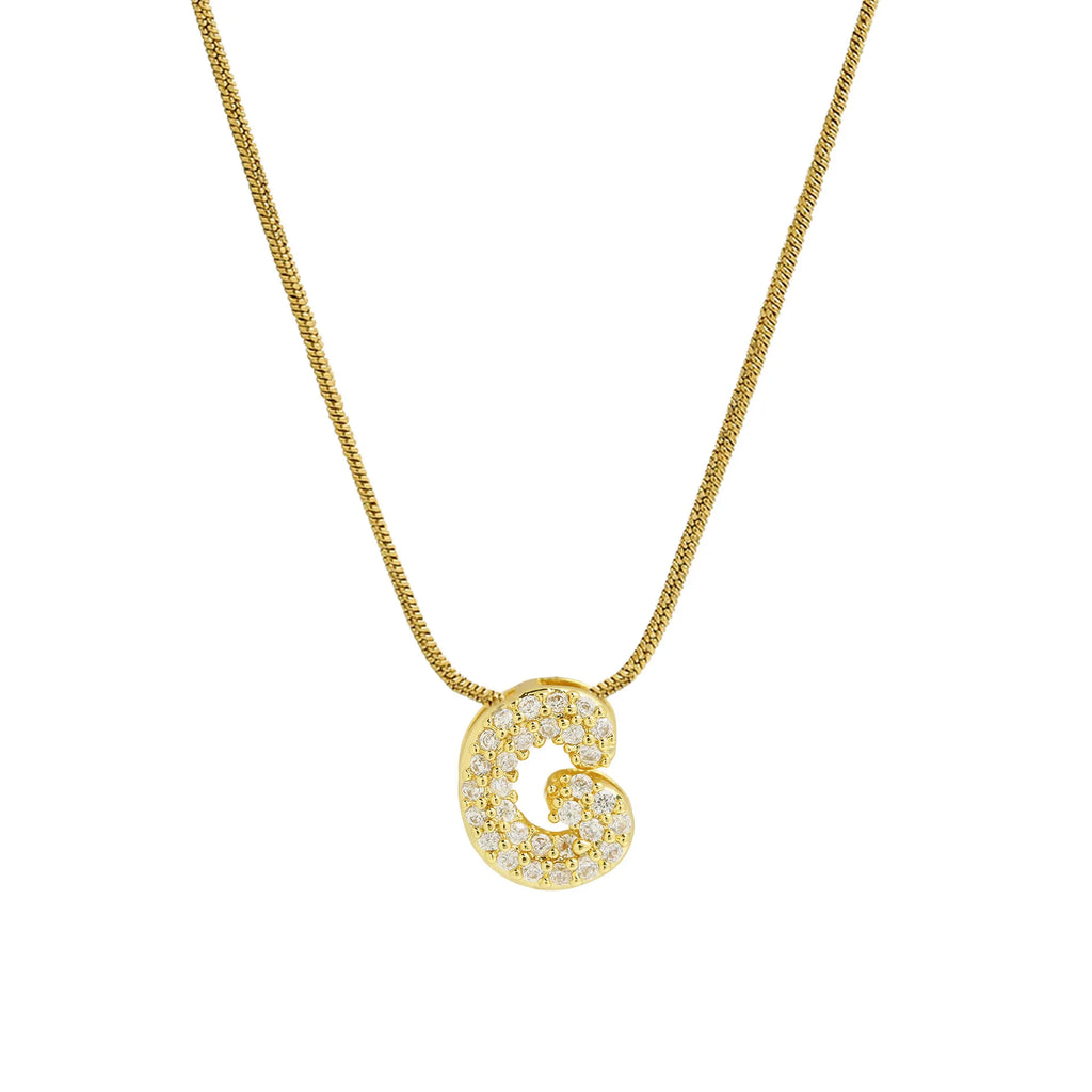 Halsketting met initialenhanger van strass g
