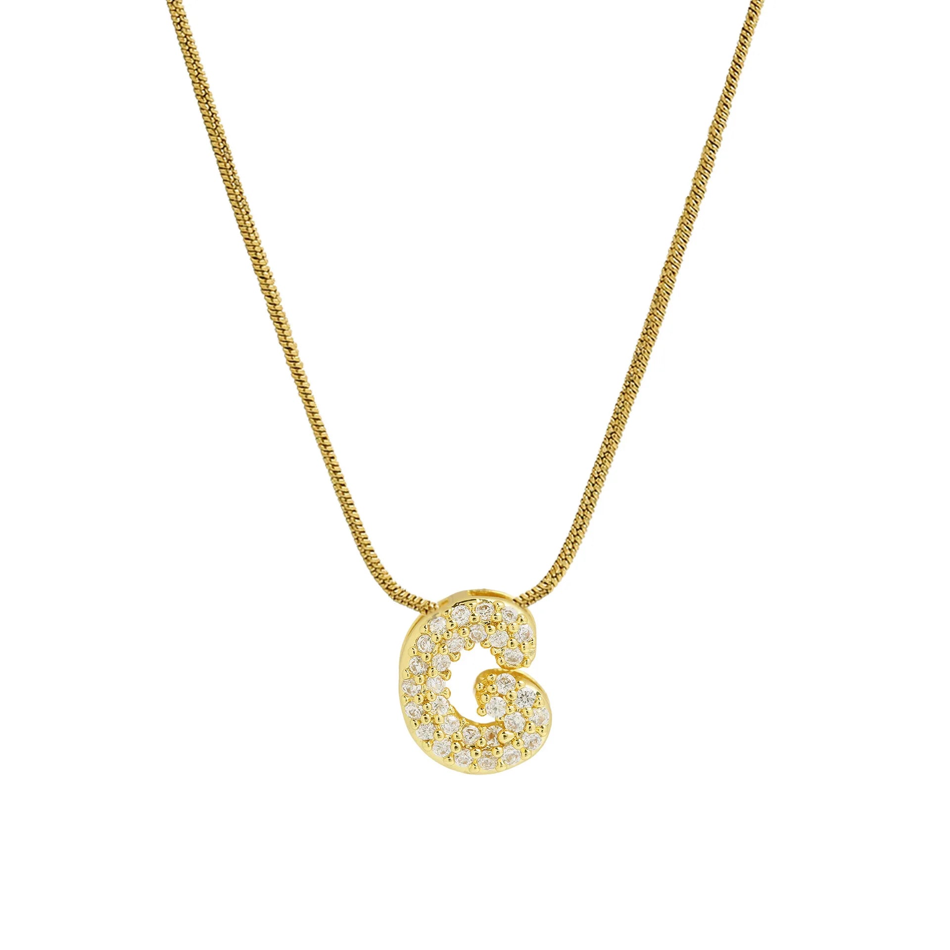 Halsketting met initialenhanger van strass g