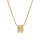 Halsketting met initialenhanger van strass h