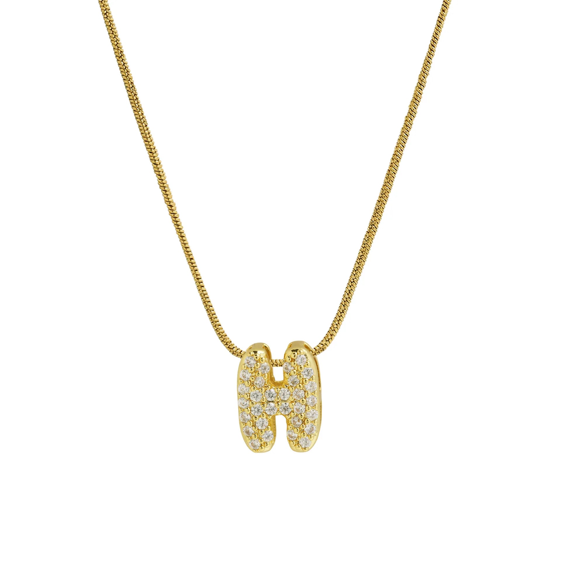 Halsketting met initialenhanger van strass h
