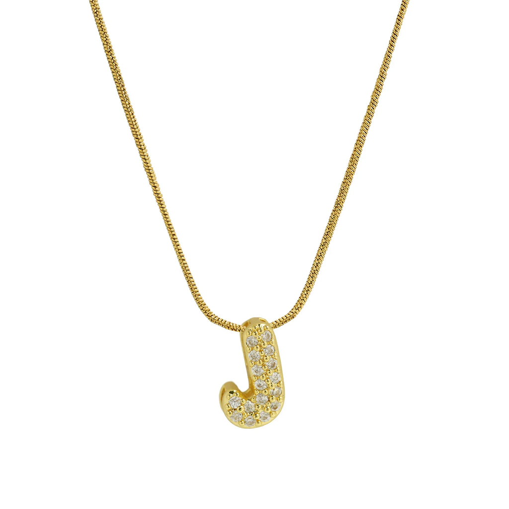 Halsketting met initialenhanger van strass j