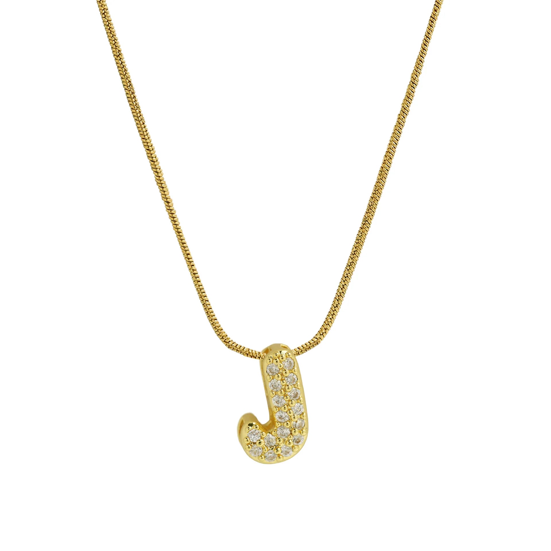 Halsketting met initialenhanger van strass j