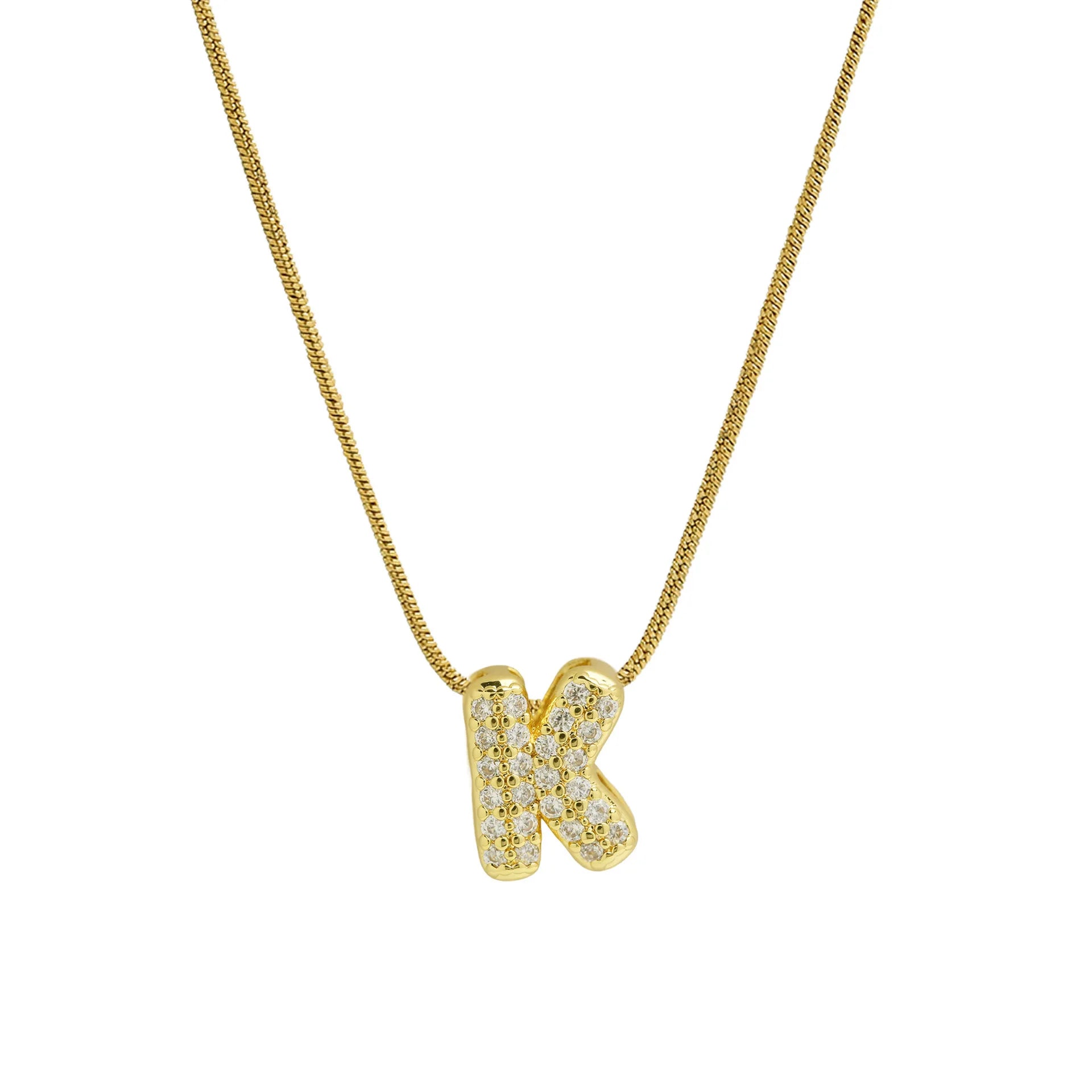 Halsketting met initialenhanger van strass k