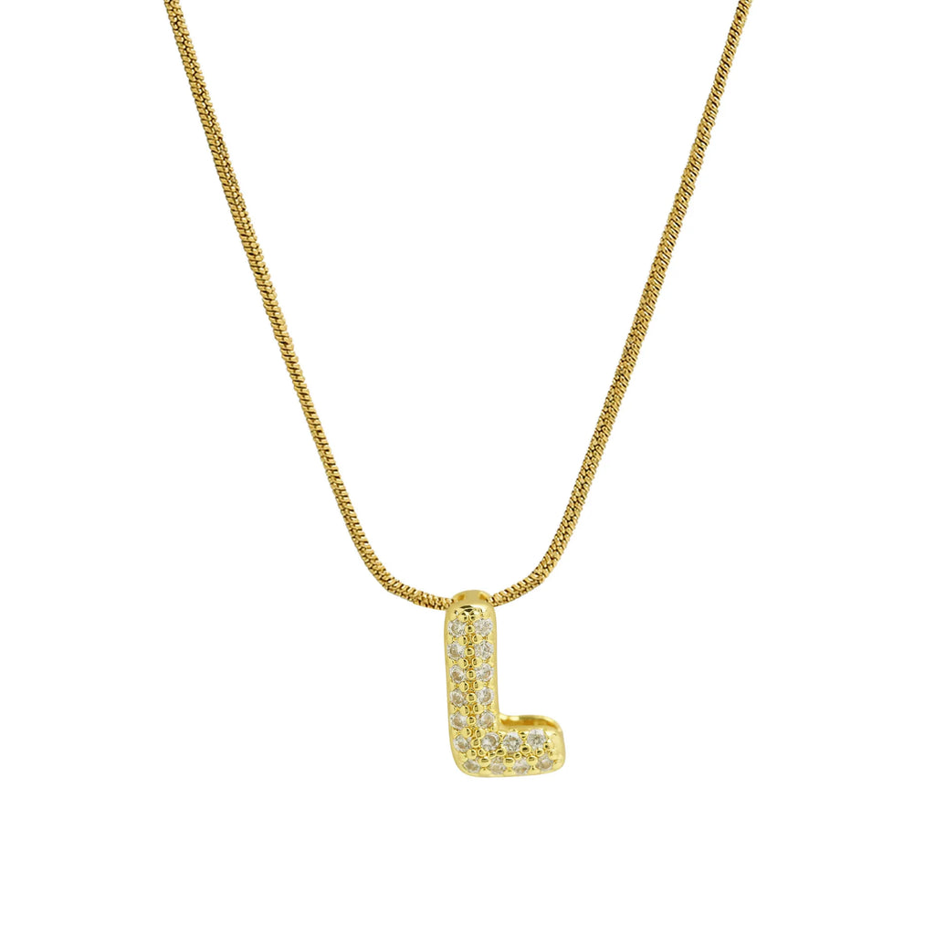 Halsketting met initialenhanger van strass l