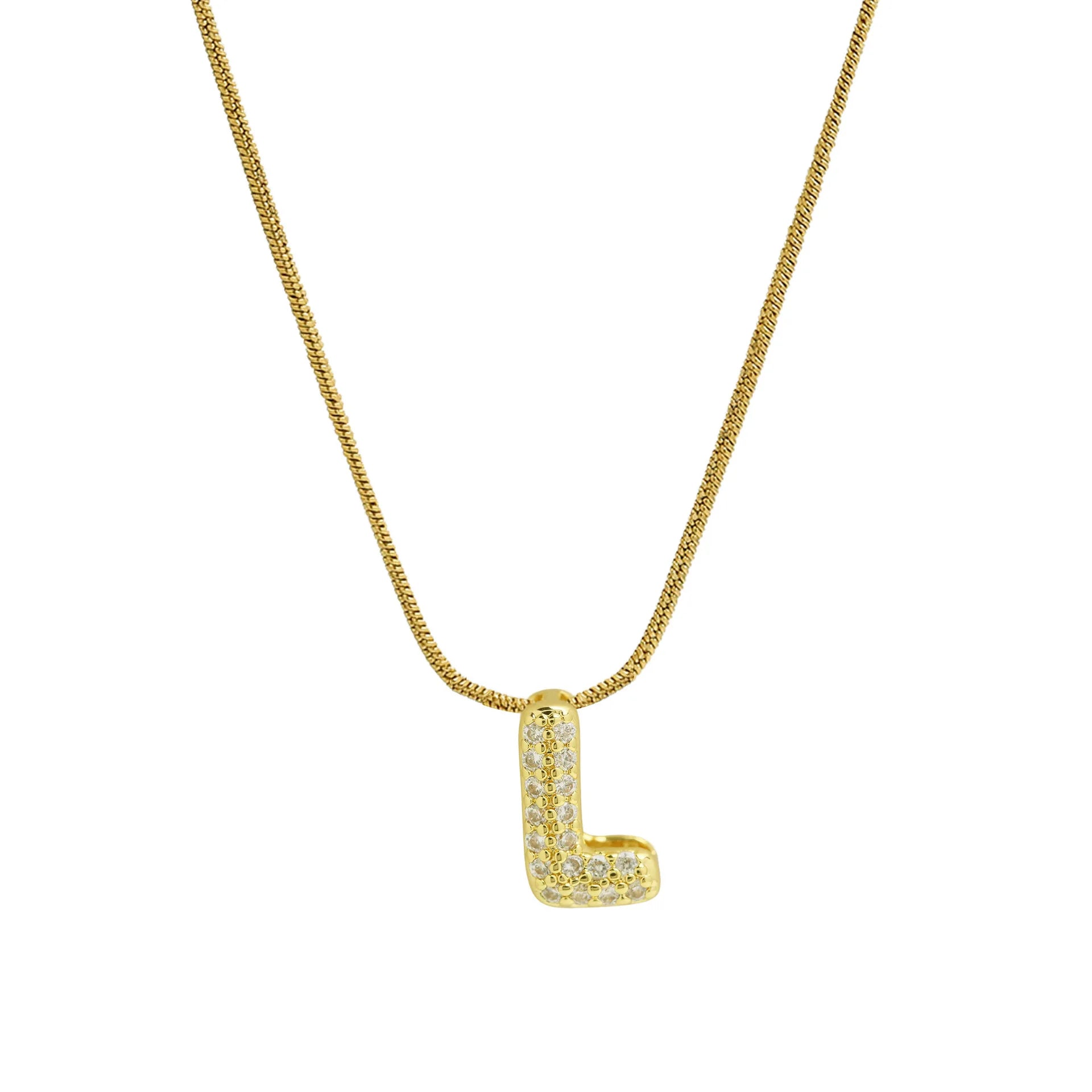 Halsketting met initialenhanger van strass l