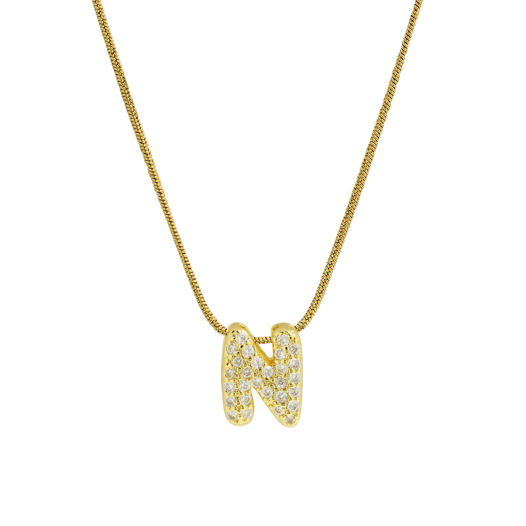 Halsketting met initialenhanger van strass n