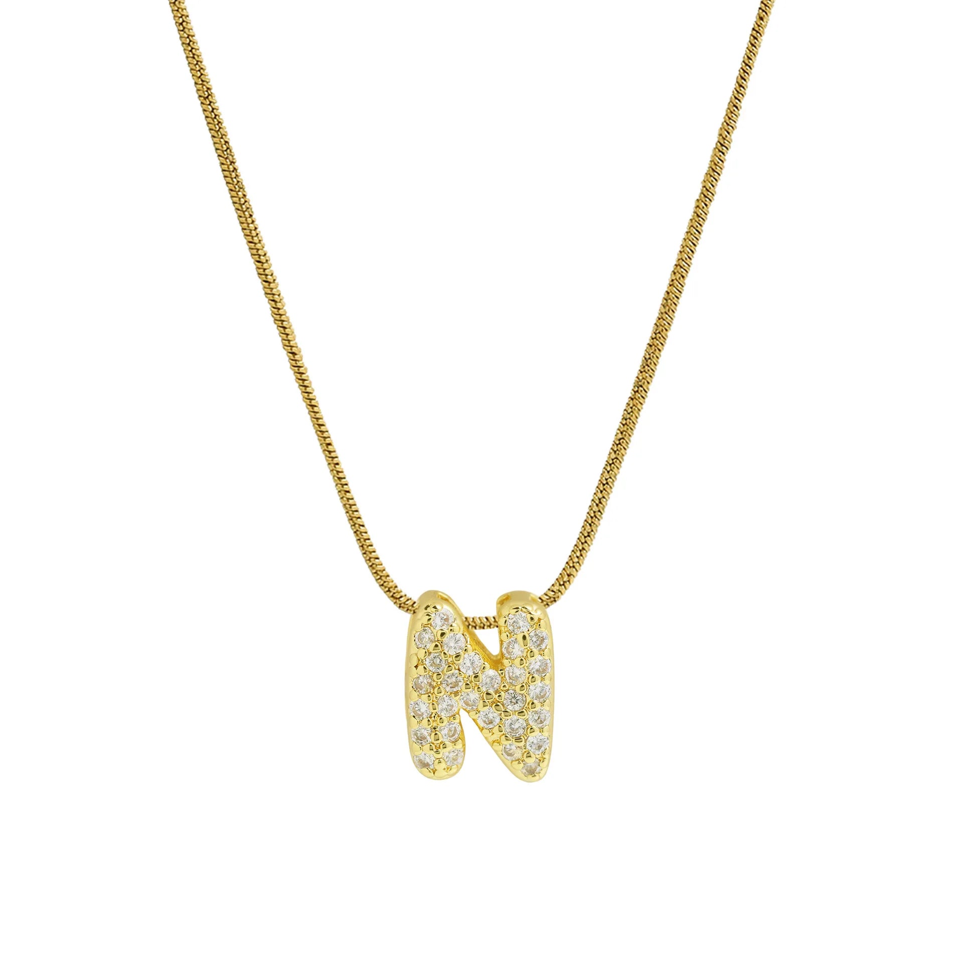 Halsketting met initialenhanger van strass n