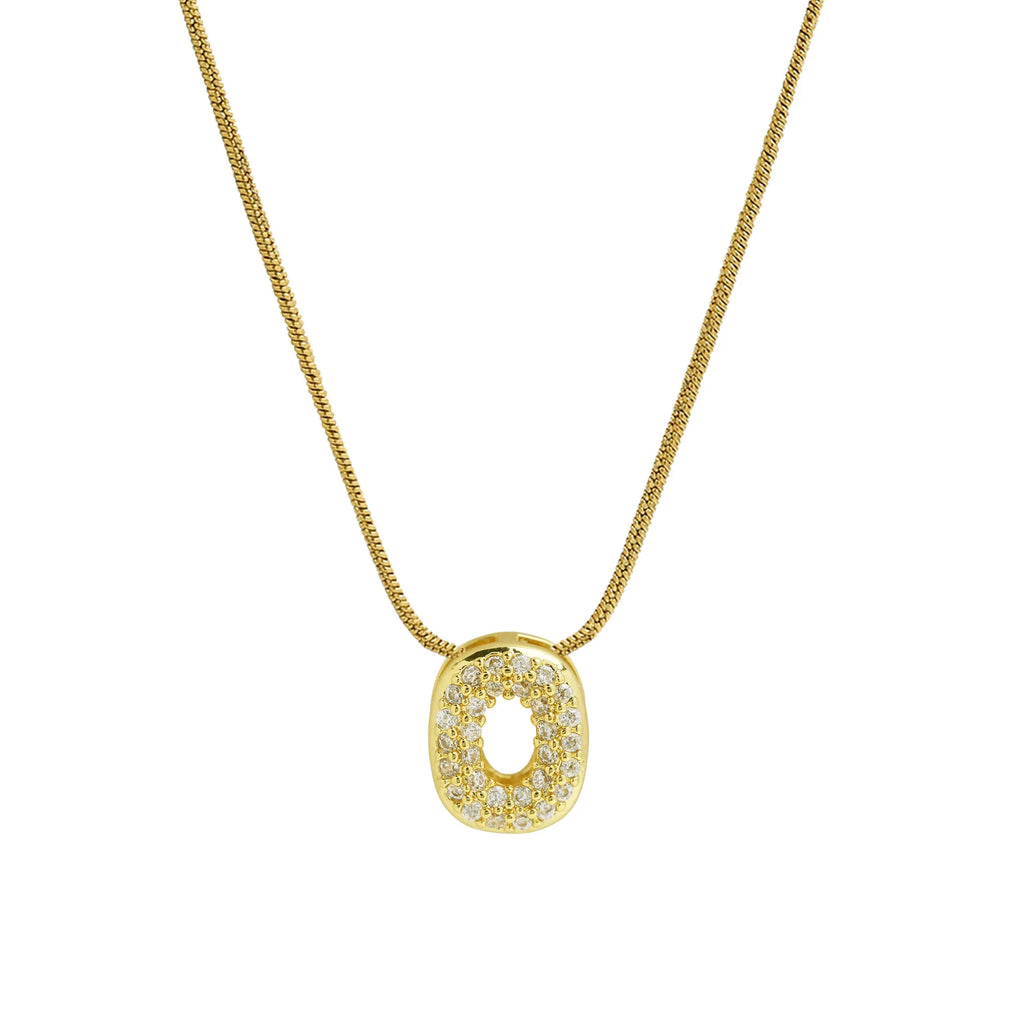 Halsketting met initialenhanger van strass o