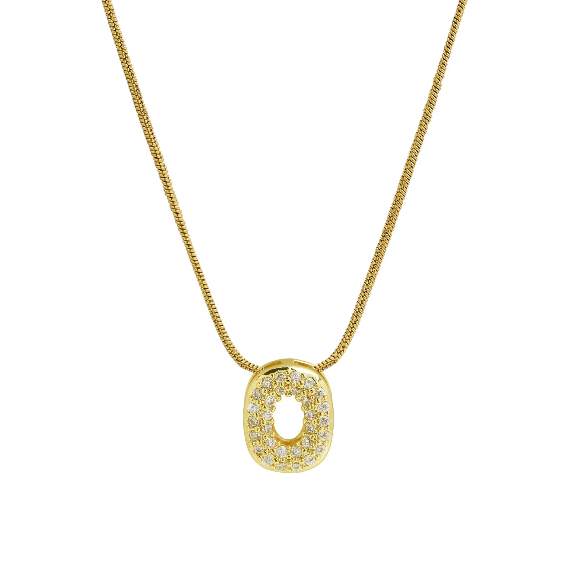 Halsketting met initialenhanger van strass o