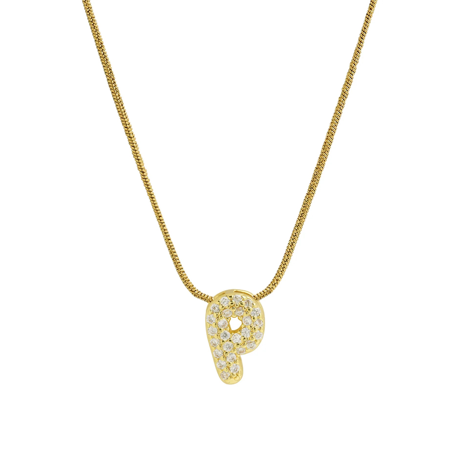 Halsketting met initialenhanger van strass p
