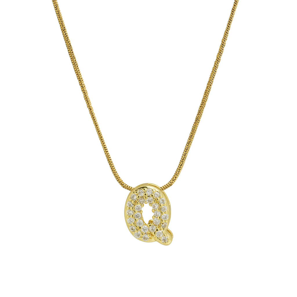 Halsketting met initialenhanger van strass q