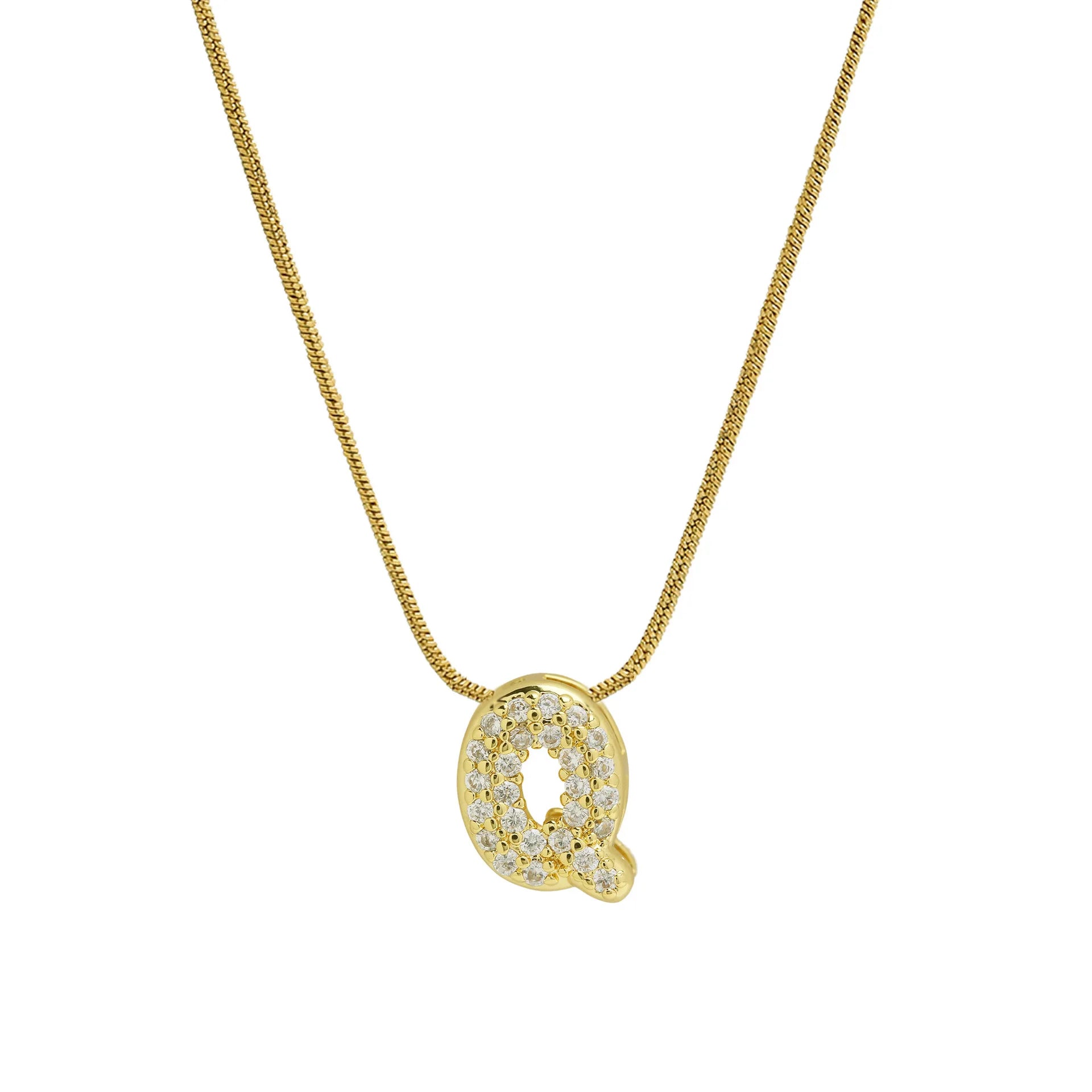 Halsketting met initialenhanger van strass q