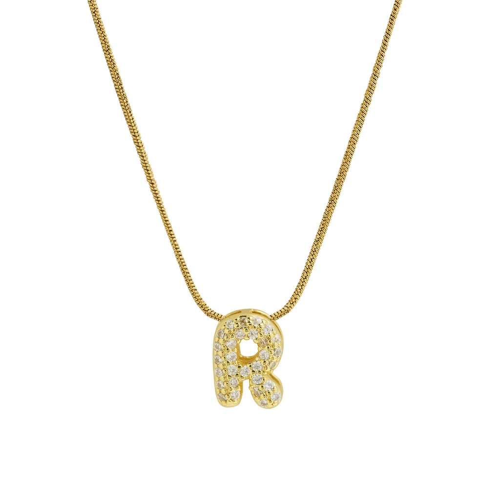 Halsketting met initialenhanger van strass r