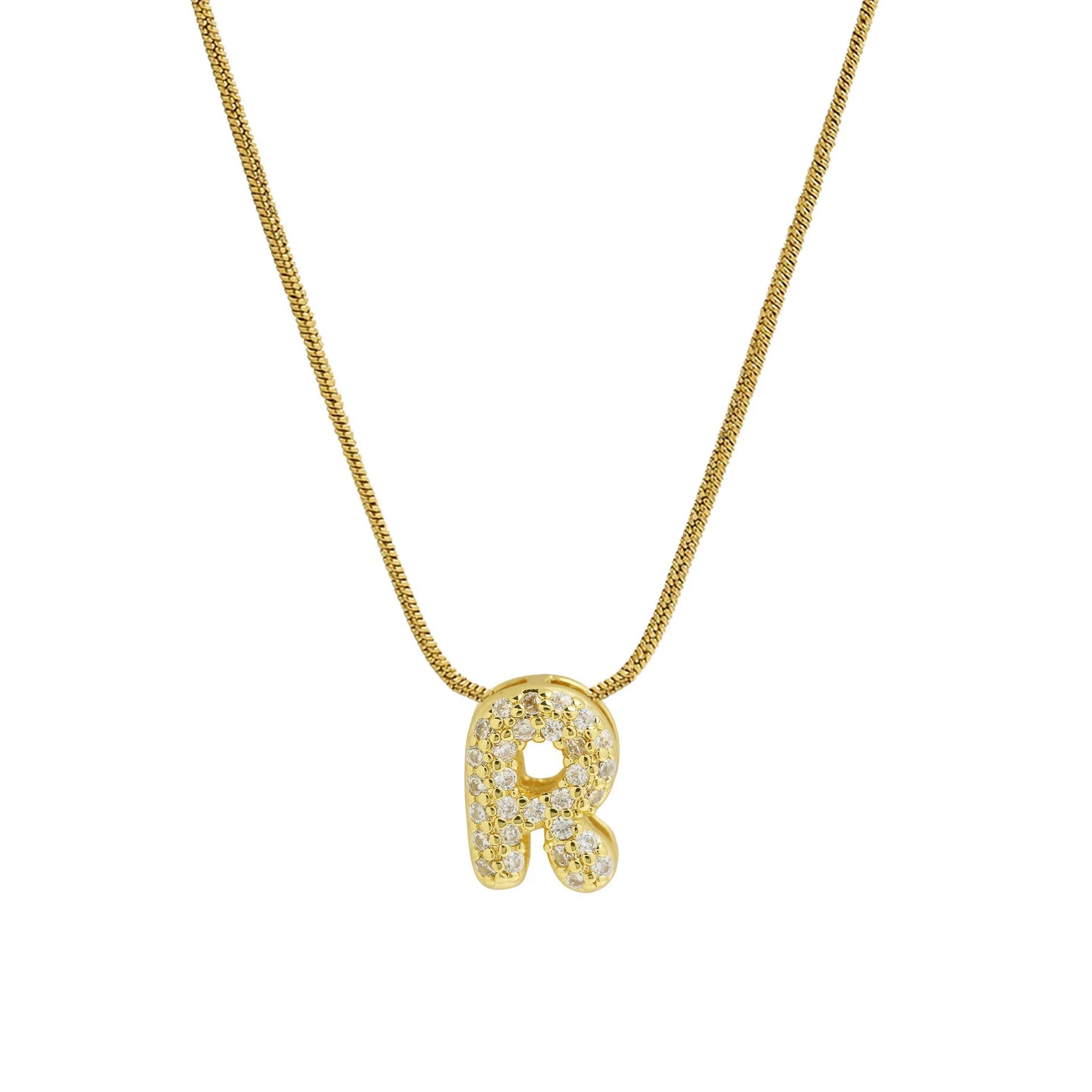 Halsketting met initialenhanger van strass r