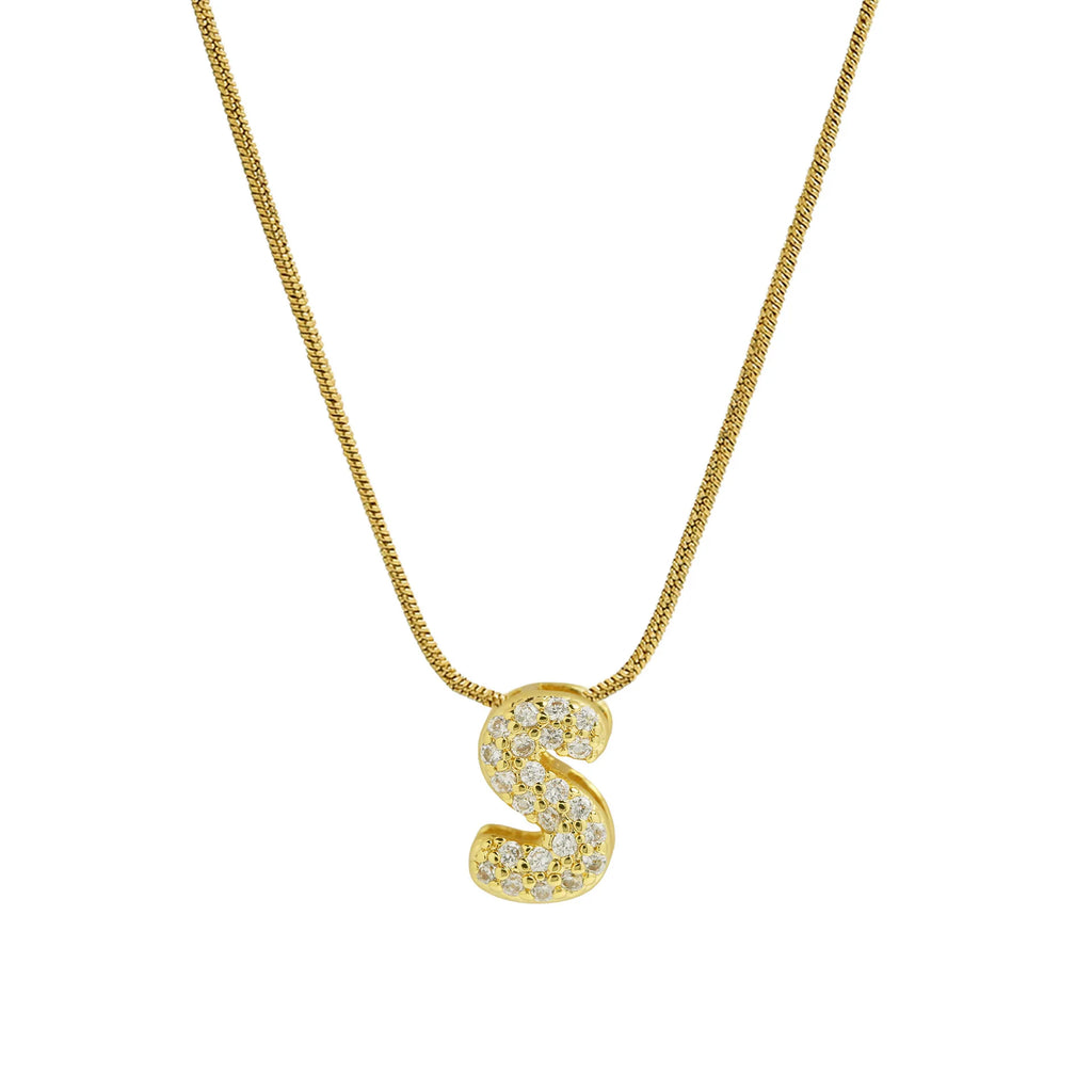 Halsketting met initialenhanger van strass s