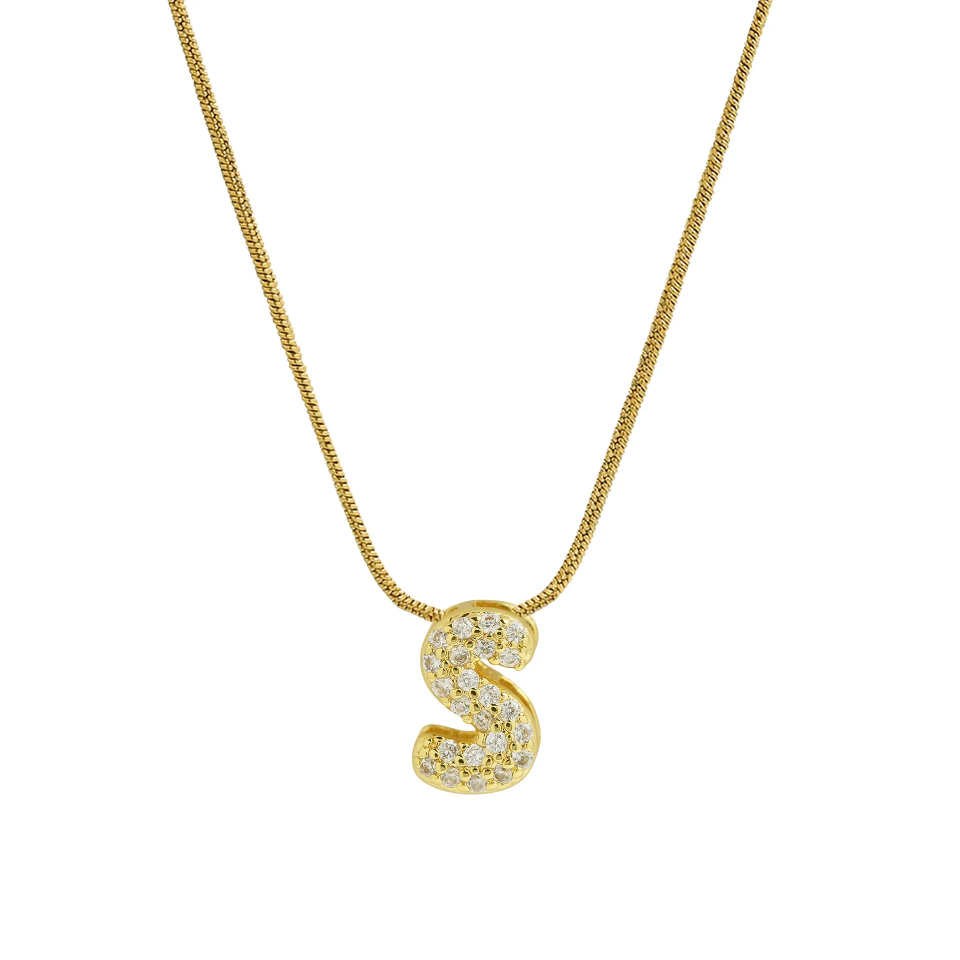 Halsketting met initialenhanger van strass s