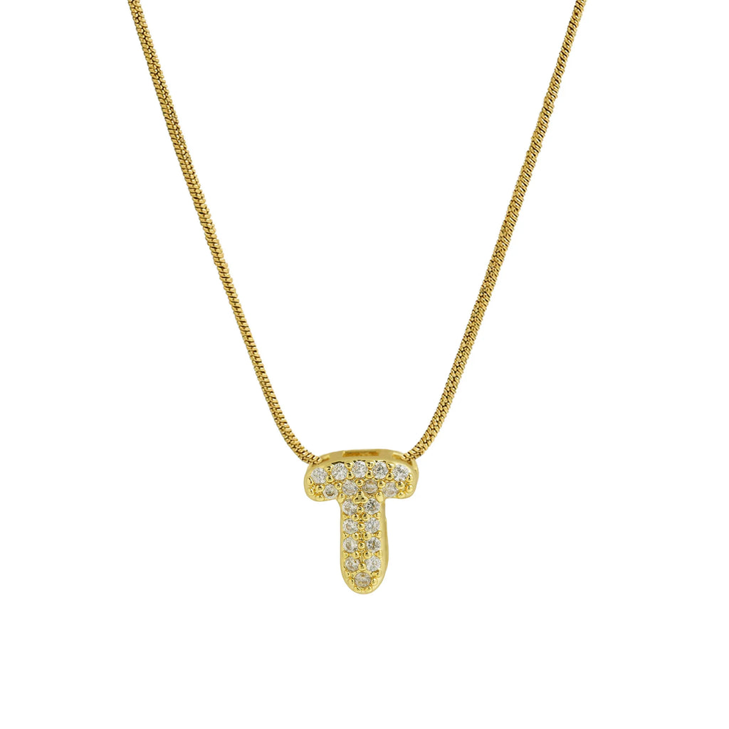 Halsketting met initialenhanger van strass t