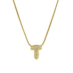 Halsketting met initialenhanger van strass t