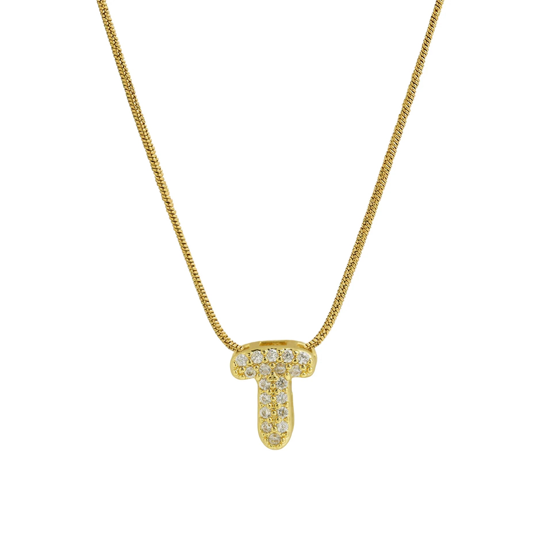 Halsketting met initialenhanger van strass t