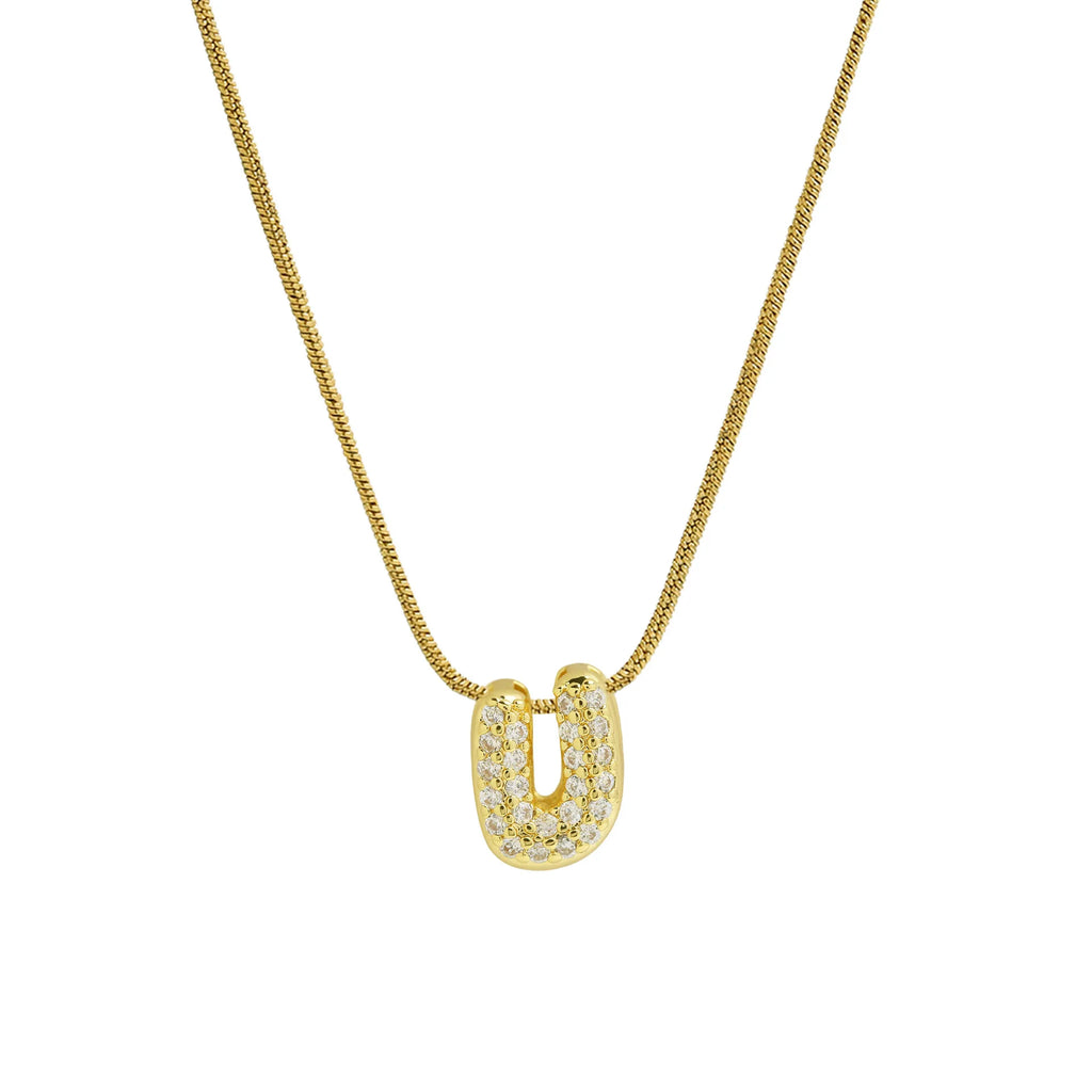 Halsketting met initialenhanger van strass u