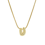Halsketting met initialenhanger van strass u