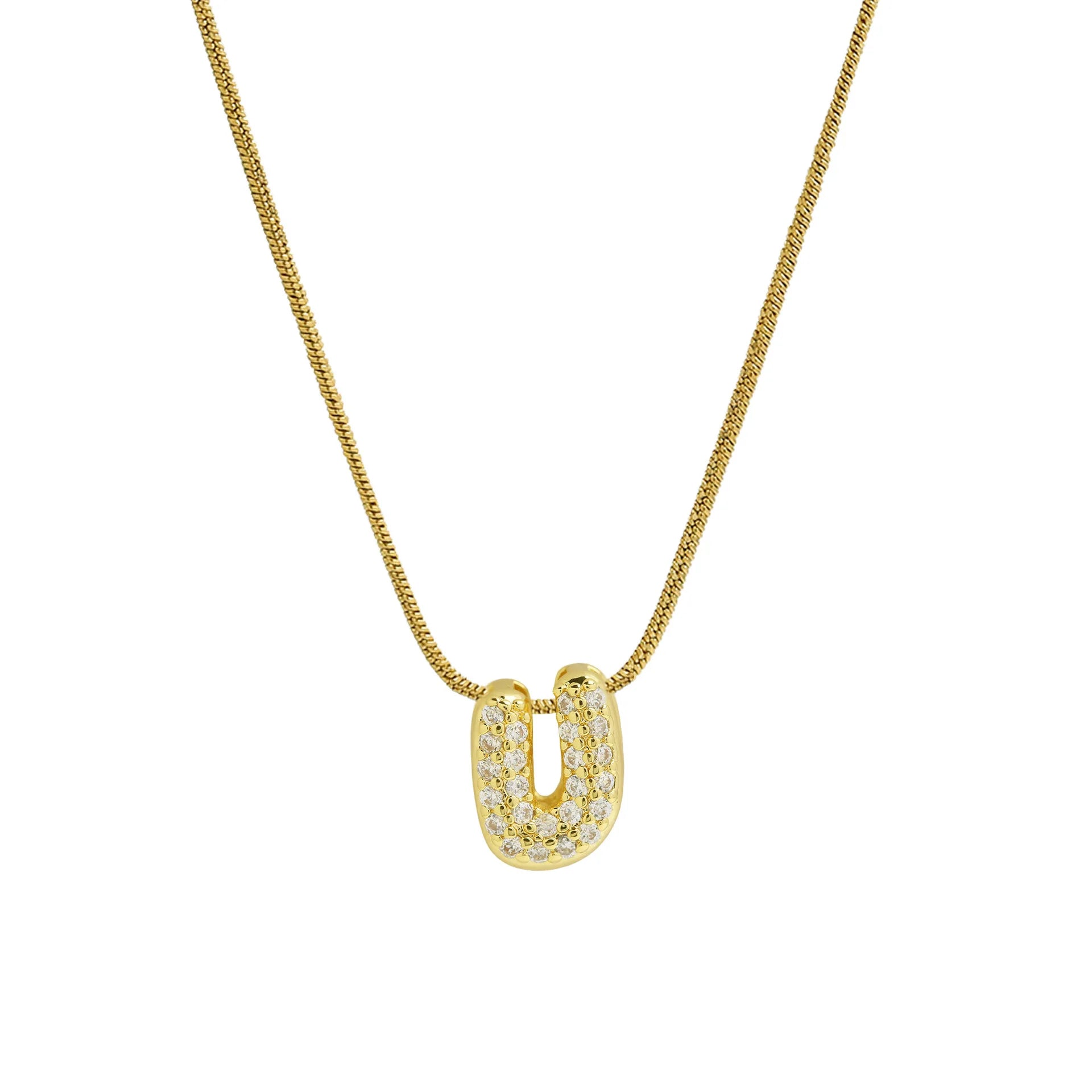 Halsketting met initialenhanger van strass u