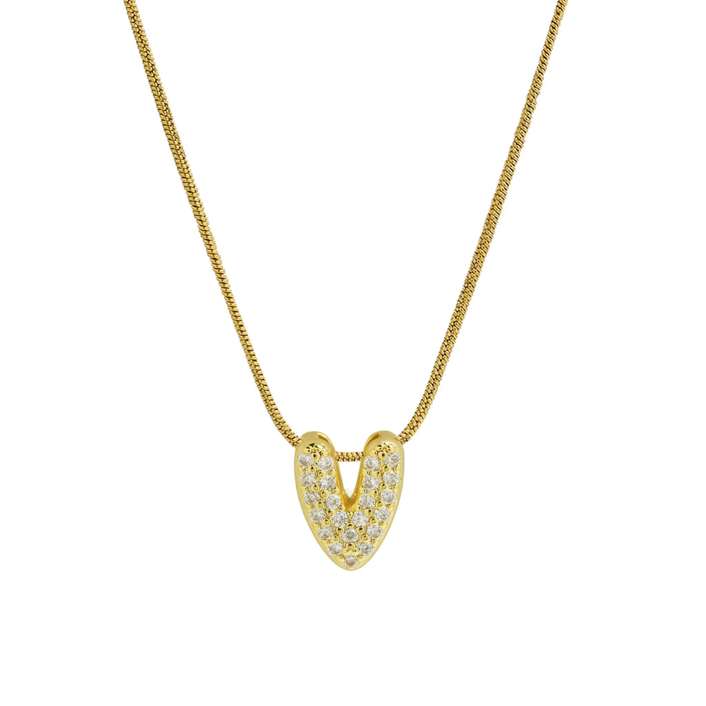 Halsketting met initialenhanger van strass v