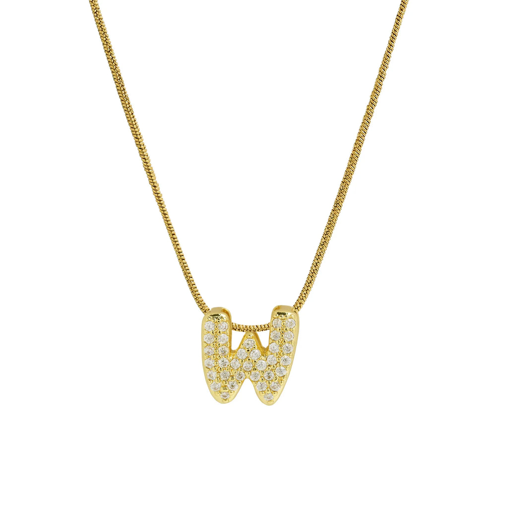 Halsketting met initialenhanger van strass w