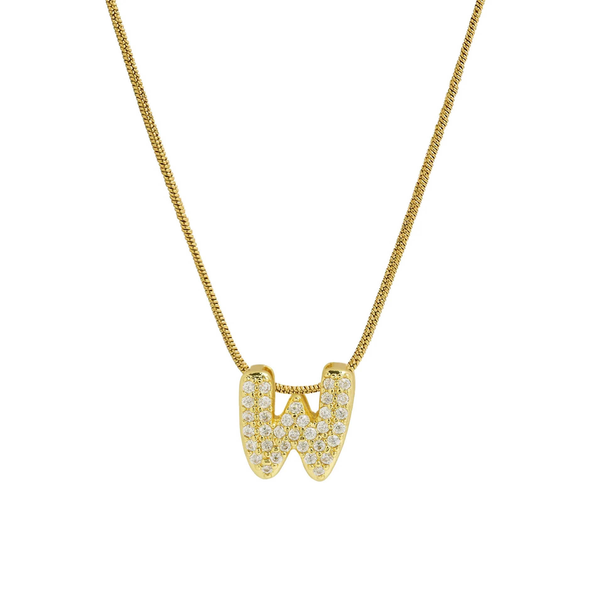 Halsketting met initialenhanger van strass w