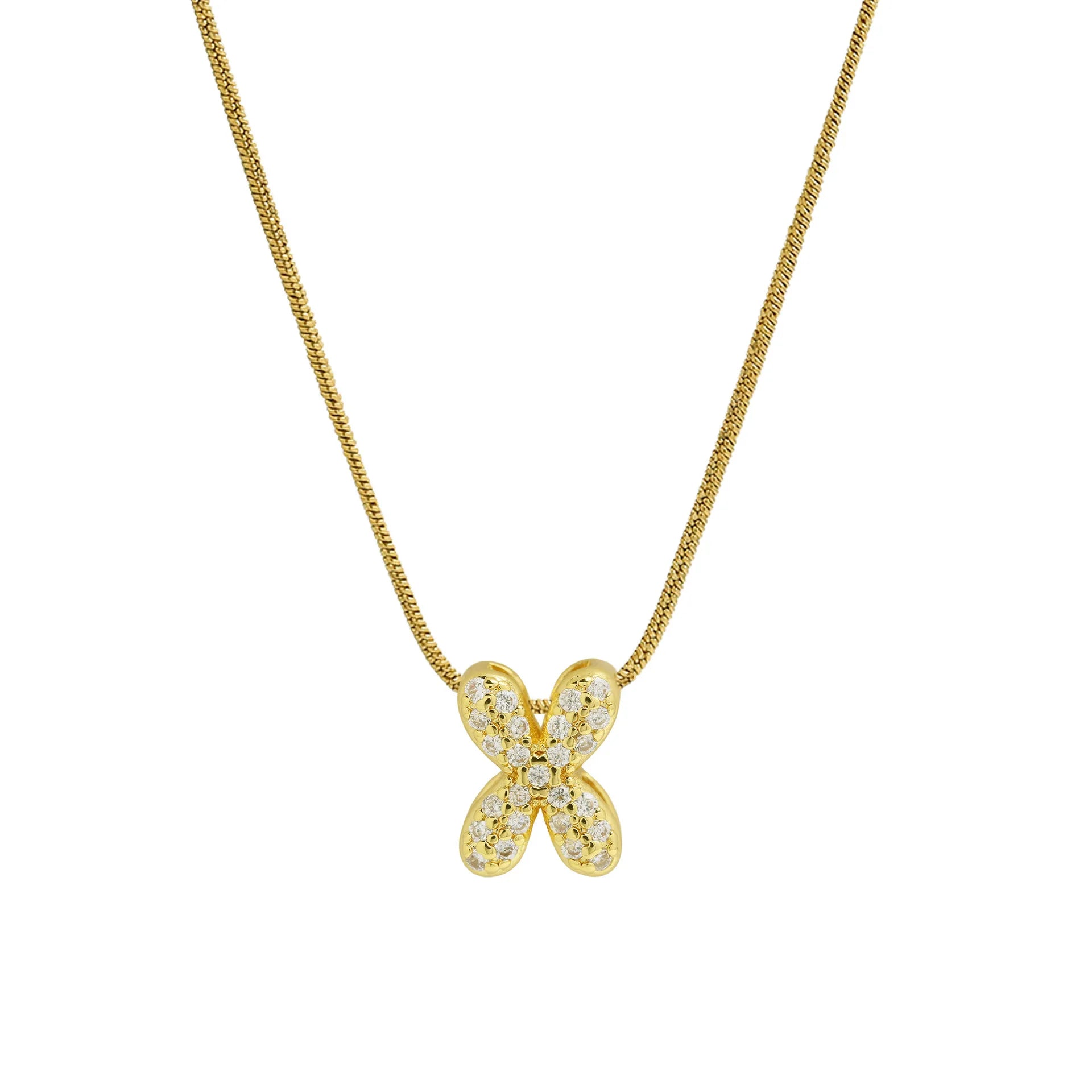 Halsketting met initialenhanger van strass x