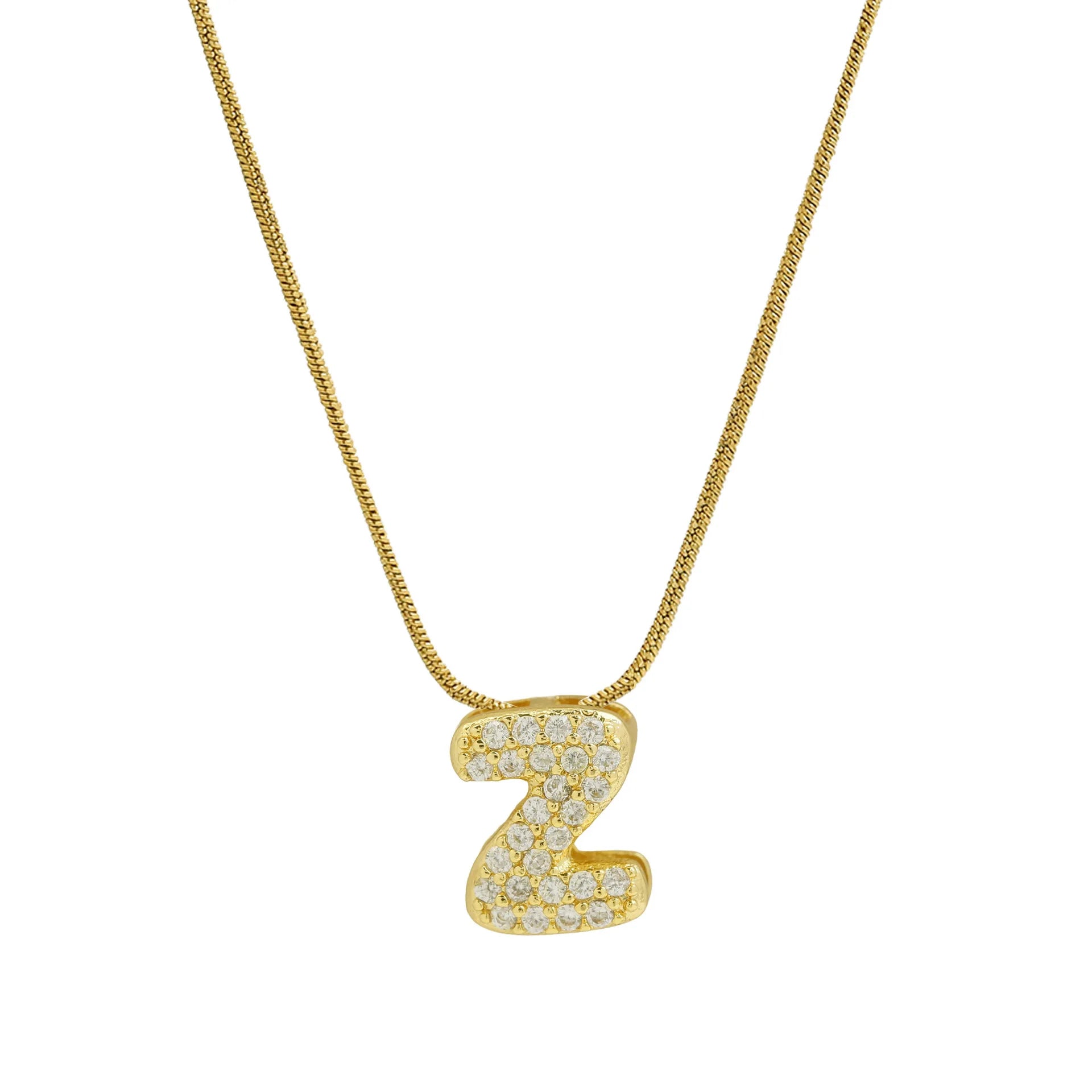 Halsketting met initialenhanger van strass z