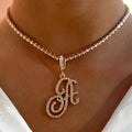 Chokerketting met initiaalhanger en strass a