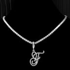 Chokerketting met initiaalhanger en strass f