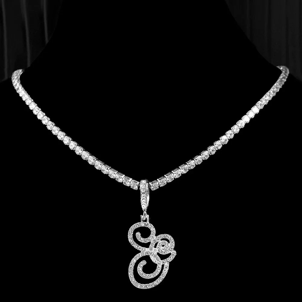 Chokerketting met initiaalhanger en strass g