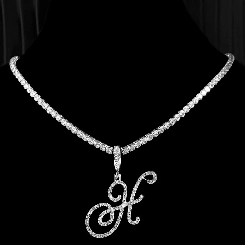 Chokerketting met initiaalhanger en strass h