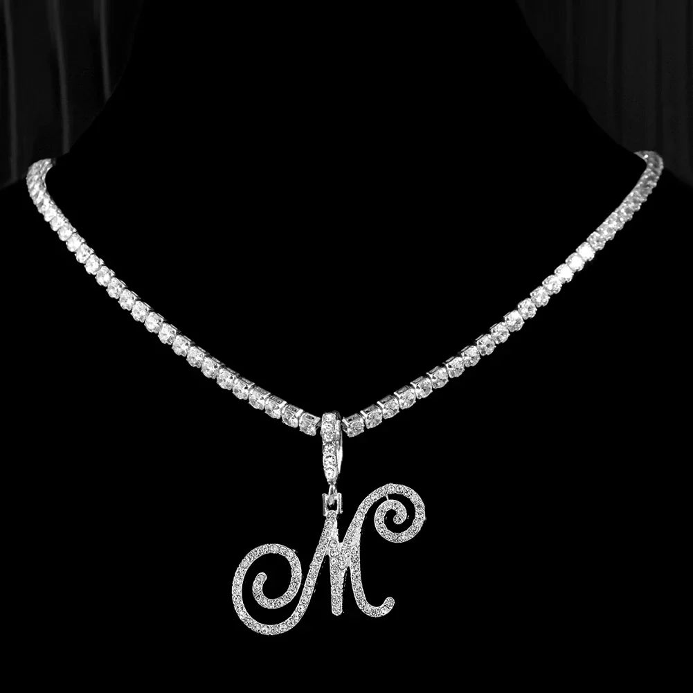 Chokerketting met initiaalhanger en strass m