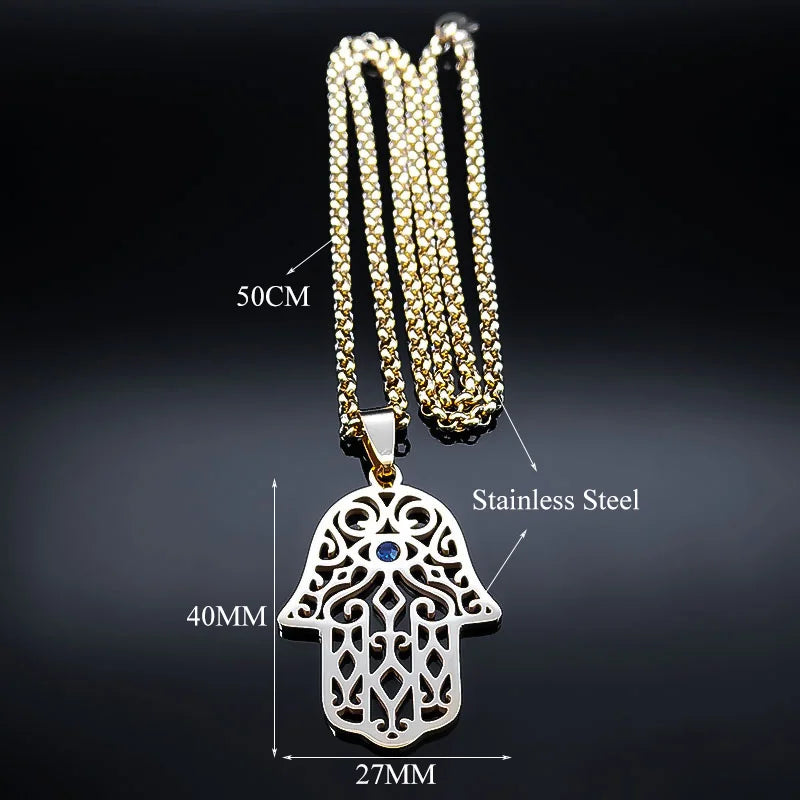 Halsketting met hanger ter bescherming tegen het boze oog en Arabische moslim Fatma-hand