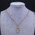 Lange ketting met hanger ter bescherming tegen het boze oog en Arabische Fatma-hand