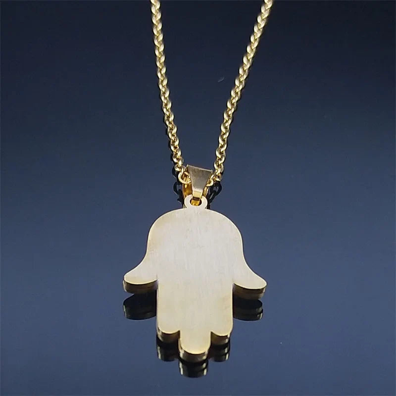 Lange ketting met hanger ter bescherming tegen het boze oog en Arabische Fatma-hand
