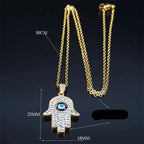 Lange ketting met hanger ter bescherming tegen het boze oog en Arabische Fatma-hand