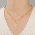 Ketting met Messiaanse Menorah hanger en de Davidster goud