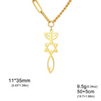 Ketting met Messiaanse Menorah hanger en de Davidster goud
