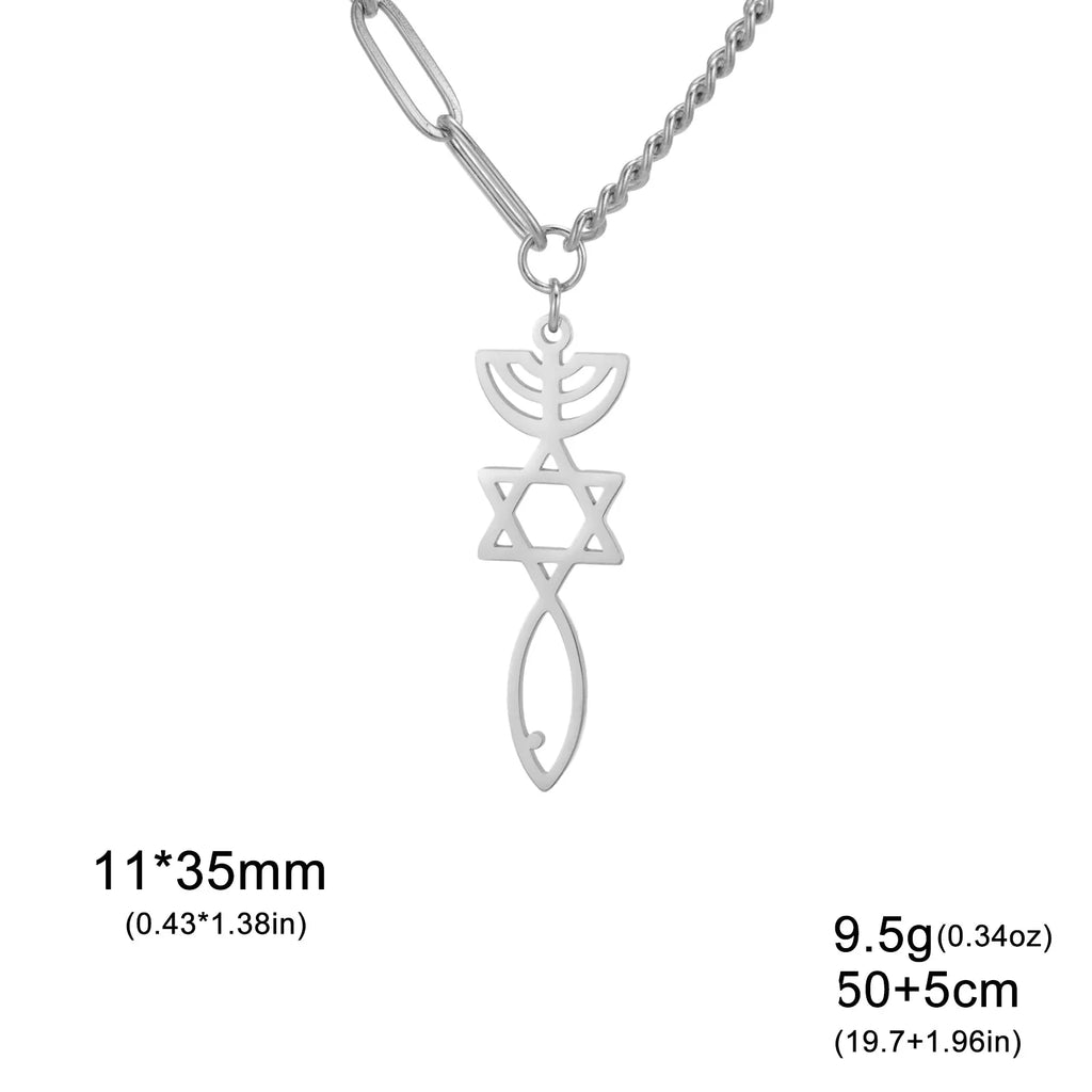Ketting met Messiaanse Menorah hanger en de Davidster zilver