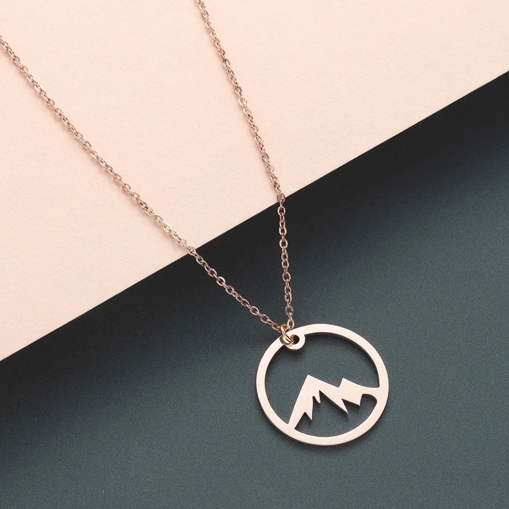 Collier avec Pendentif Montagne pour Homme ou Femme or rose