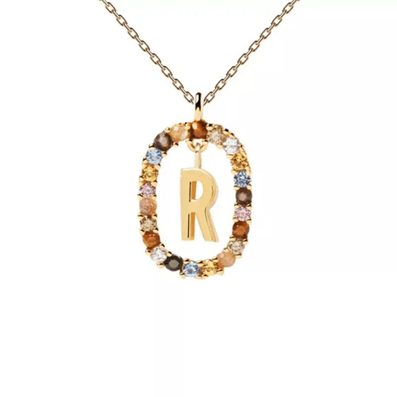 Ketting met ovale initiaalhanger r