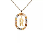 Ketting met ovale initiaalhanger r