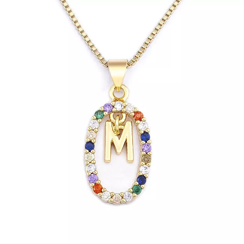 Ketting met ovale initiaalhanger m