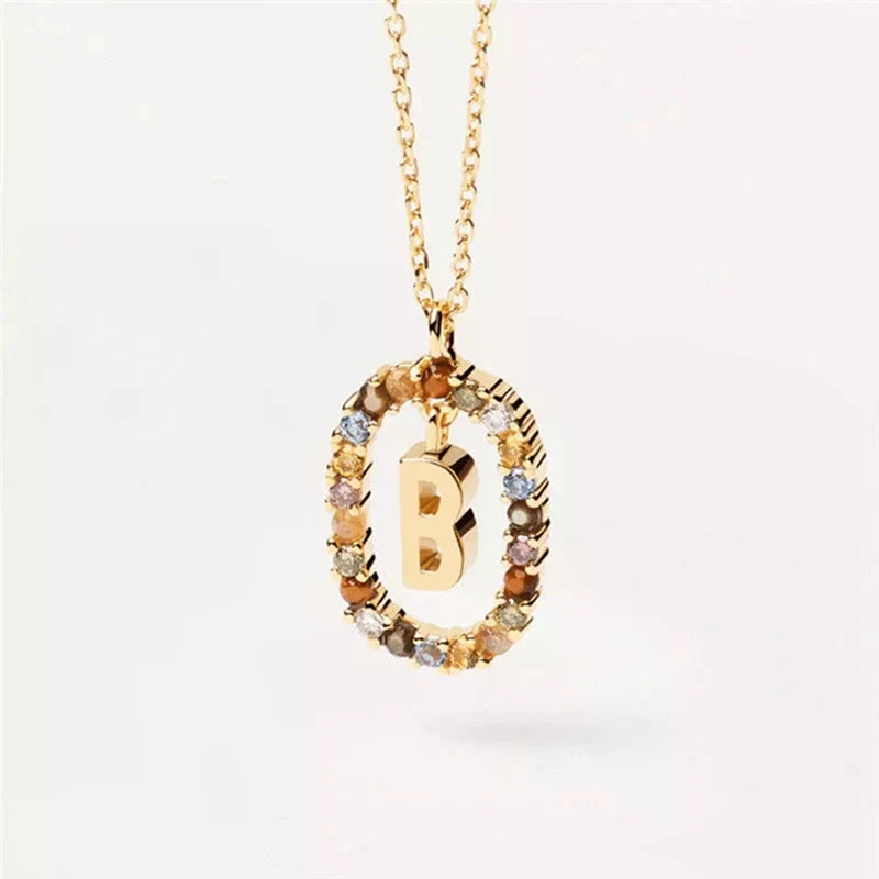 Ketting met ovale initiaalhanger b