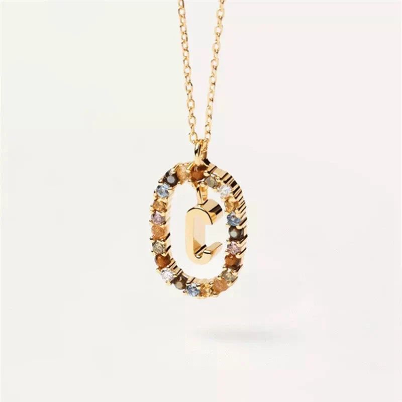 Ketting met ovale initiaalhanger c
